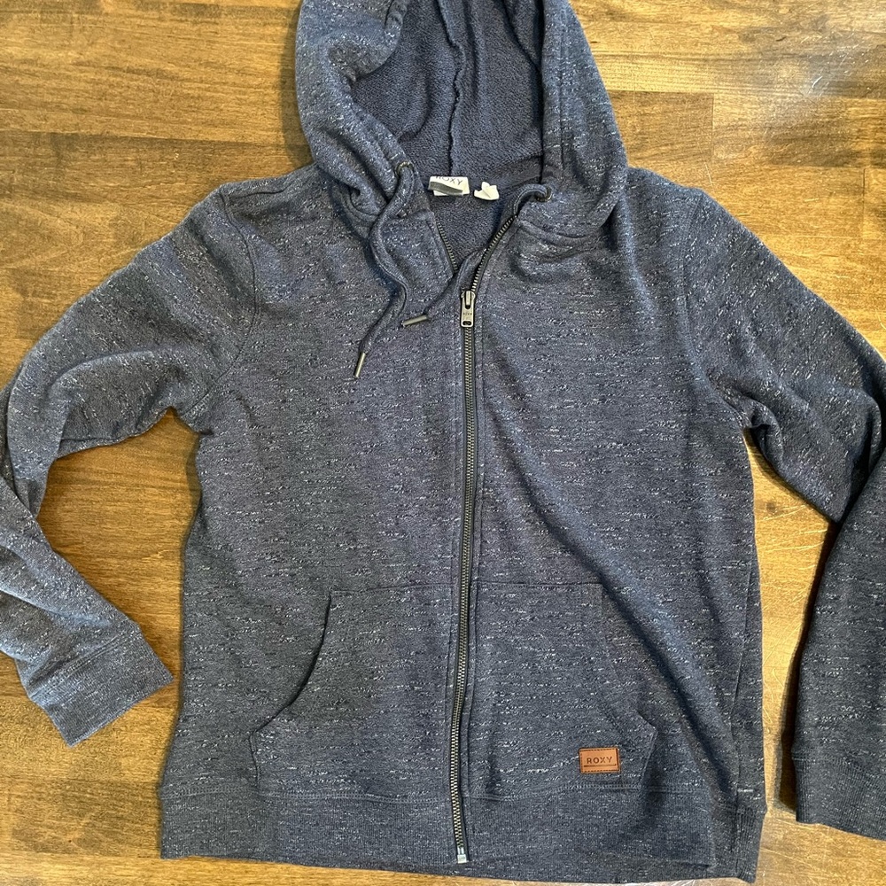 Roxy Y2K Hoodie zip up cotton stretch beach flax comfort cottage basic M